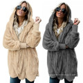 Hot style autumn/winter double flannel hooded cotton-padded coat with two sides anti-fur coat